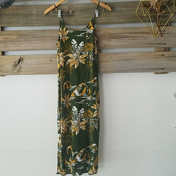 Women’s H&M Green and Yellow Summer Tropical Maxi Dress Size 4 - Picture 4 of 9